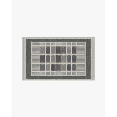 Agnes Charcoal Flatwoven Rug - 90 x 150 cm - Rug + Cushioned Pad System