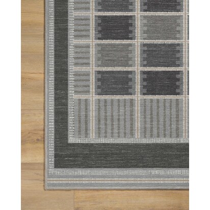 Agnes Charcoal Flatwoven Rug - 245 x 305 cm - Rug + Pad System