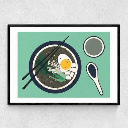 Breakfast at Mr Chan A3 (29.7 x 42cm) Frame Black Narrow (15mm) 