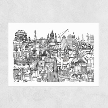 London Jungle Black and White 50x70cm Frame Black Medium (22mm) 