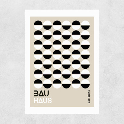 Black And White Bauhaus 50x70cm Frame Black Narrow (15mm) 