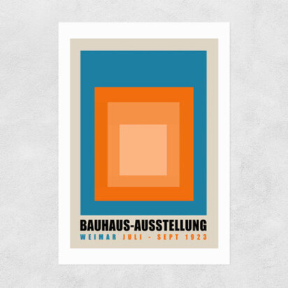 Blue And Orange Bauhaus Ausstellung A1 (59.4 x 84.1cm) Frame Black Narrow (15mm) 