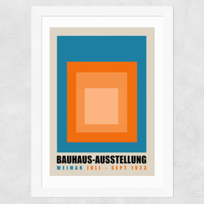 Blue And Orange Bauhaus Ausstellung A1 (59.4 x 84.1cm) Frame Black Narrow (15mm) 