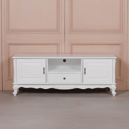 French White Large Cabinet TV Unit