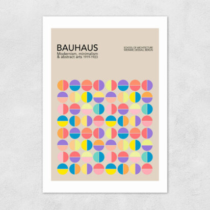 Pastel Circles Bauhaus 50x70cm Frame Natural Oak Medium (22mm) 