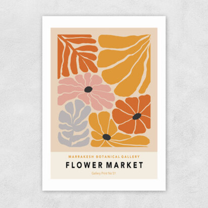 Flower Market Marrakesh 50x70cm Frame Natural Oak Medium (22mm) 