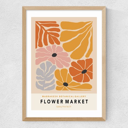 Flower Market Marrakesh 50x70cm Frame Natural Oak Medium (22mm) 