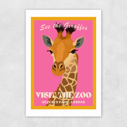 Zoo Giraffe 50x70cm Frame Natural Oak Narrow (15mm) 