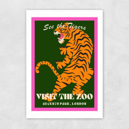 Zoo Tiger 50x70cm Frame Natural Oak Narrow (15mm) 