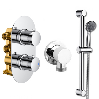 Jemima Concealed Shower Valve, Slide Rail Kit & Overflow Bath Filler - Pop-up Waste