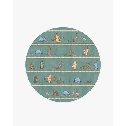 Time With Friends Teal Flatwoven Rug - 185 Round cm - Rug + Pad System