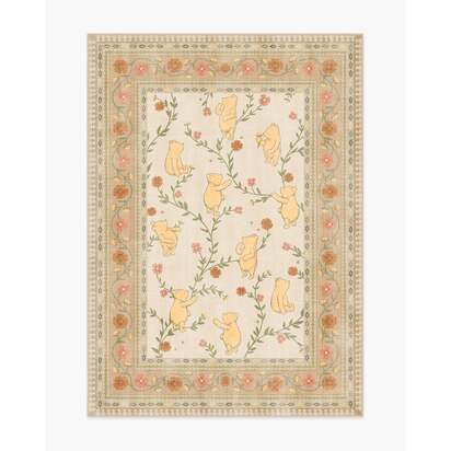 Pooh's Meadow Cream Multicolour Flatwoven Rug - 150 x 215 cm - Rug + Pad System