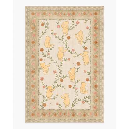 Pooh's Meadow Cream Multicolour Flatwoven Rug - 185 x 275 cm - Rug + Pad System