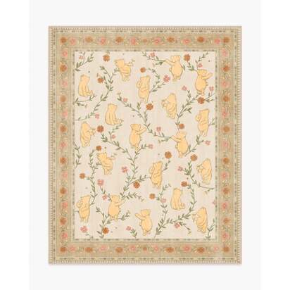 Pooh's Meadow Cream Multicolour Flatwoven Rug - 185 Round cm - Rug + Pad System