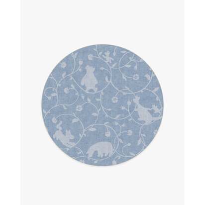 Once Upon a Gathering Soft Blue Flatwoven Rug - 185 Round cm - Rug + Pad System