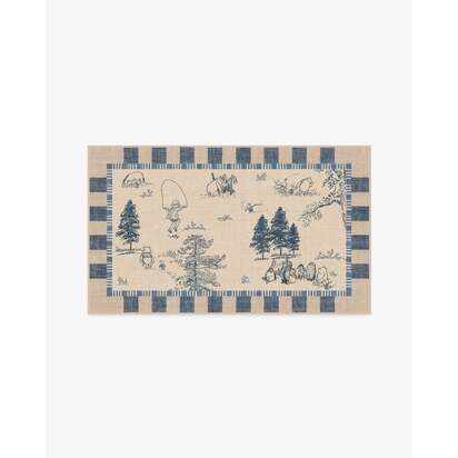 Storybook Grove Natural & Blue Flatwoven Rug - 90 x 150 cm - Rug + Cushioned Pad System