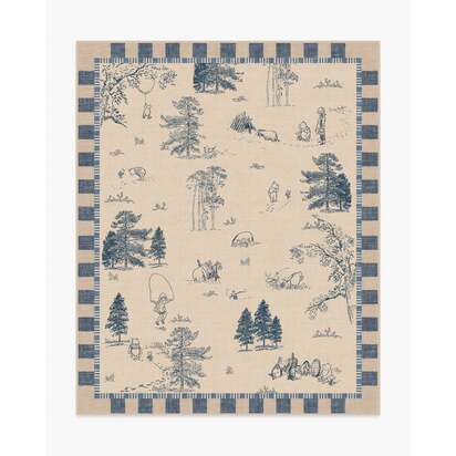 Storybook Grove Natural & Blue Flatwoven Rug - 185 x 275 cm - Rug + Cushioned Pad System
