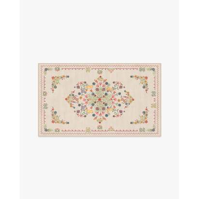 Friendship Garden Cream Multicolour Flatwoven Rug - 90 x 150 cm - Rug + Pad System