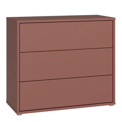 Pembroke 3 Drawer Chest with Push-to-Open Drawers in Terracotta