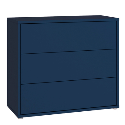 Pembroke 3 Drawer Chest with Push-to-Open Drawers in Night Blue and White