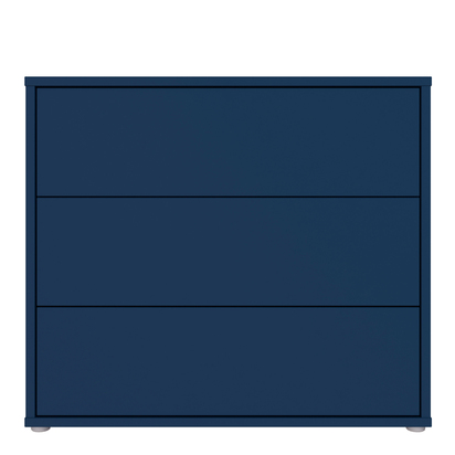 Pembroke 3 Drawer Chest with Push-to-Open Drawers in Night Blue and White