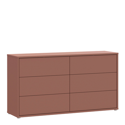 Pembroke 6 Drawer Wide Chest with Push-to-Open Drawers in Terracotta