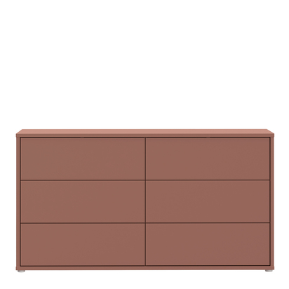 Pembroke 6 Drawer Wide Chest with Push-to-Open Drawers in Terracotta
