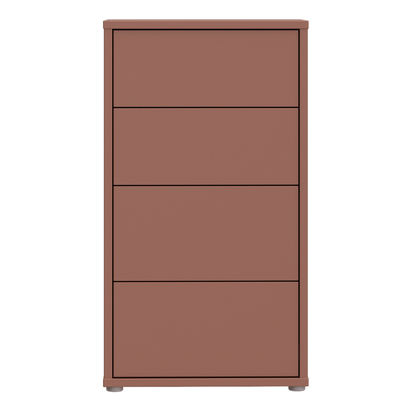 Pembroke Tall 4 Drawer Chest with Push-to-Open Drawers in Terracotta