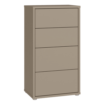 Pembroke Tall 4 Drawer Chest with Push-to-Open Drawers in Taupe