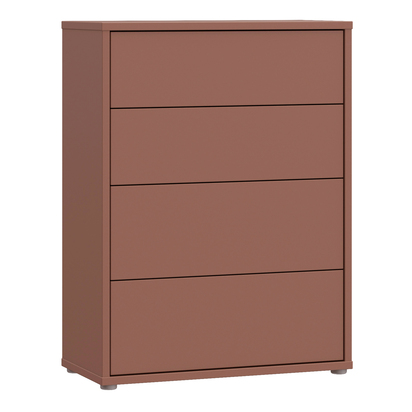 Pembroke 4 Drawer Chest with Push-to-Open Drawers in Terracotta