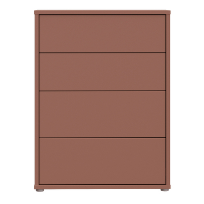 Pembroke 4 Drawer Chest with Push-to-Open Drawers in Terracotta