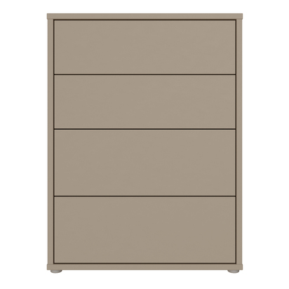 Pembroke 4 Drawer Chest with Push-to-Open Drawers in Taupe
