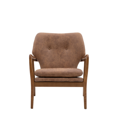 Denford Armchair Brown Leather 730x710x850mm