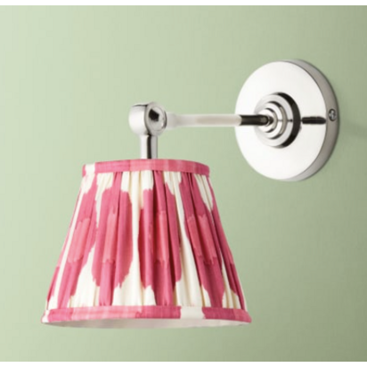 elbow wall fitting ip44 in chrome with 18cm pendant shade in berries egg & spoon silk ikat