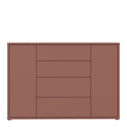 Pembroke Wide Sideboard with 4 Drawers & 2 Doors with Push-to-Open in Terracotta