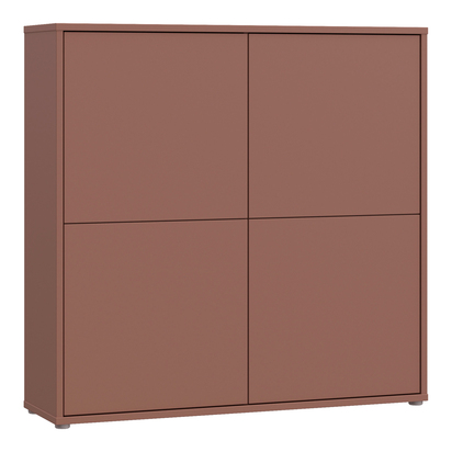 Pembroke 4 Door Large Storage Cabinet with Push-to-Open Doors in Terracotta