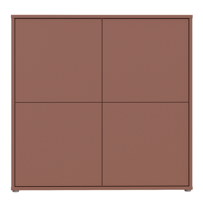 Pembroke 4 Door Large Storage Cabinet with Push-to-Open Doors in Terracotta