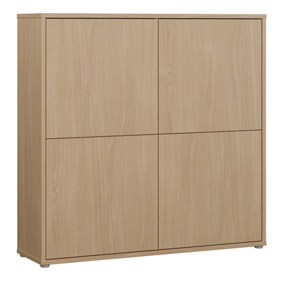 Pembroke 4 Door Large Storage Cabinet with Push-to-Open Doors in Elegancia Oak