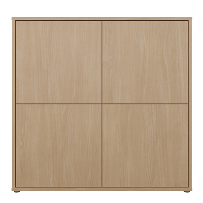 Pembroke 4 Door Large Storage Cabinet with Push-to-Open Doors in Elegancia Oak