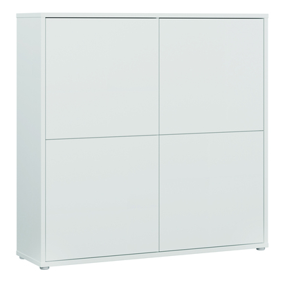 Pembroke 4 Door Large Storage Cabinet with Push-to-Open Doors in Light Grey