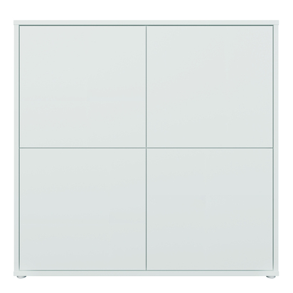 Pembroke 4 Door Large Storage Cabinet with Push-to-Open Doors in Light Grey