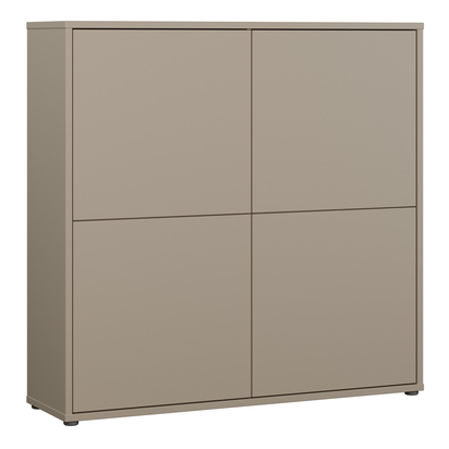 Pembroke 4 Door Large Storage Cabinet with Push-to-Open Doors in Taupe