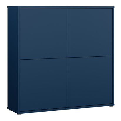 Pembroke 4 Door Large Storage Cabinet with Push-to-Open Doors in Night Blue