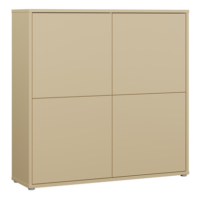 Pembroke 4 Door Large Storage Cabinet with Push-to-Open Doors in Butter Yellow