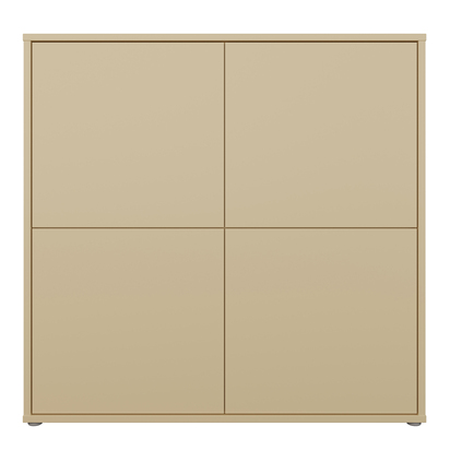 Pembroke 4 Door Large Storage Cabinet with Push-to-Open Doors in Butter Yellow