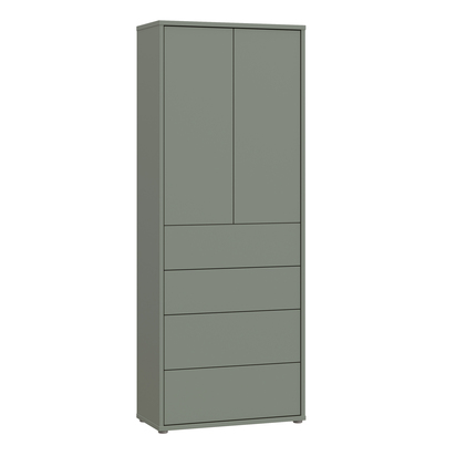 Pembroke Tall Storage Cabinet with Push-to-Open Doors & 4 Drawers in Sage Green
