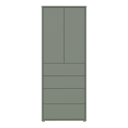 Pembroke Tall Storage Cabinet with Push-to-Open Doors & 4 Drawers in Sage Green