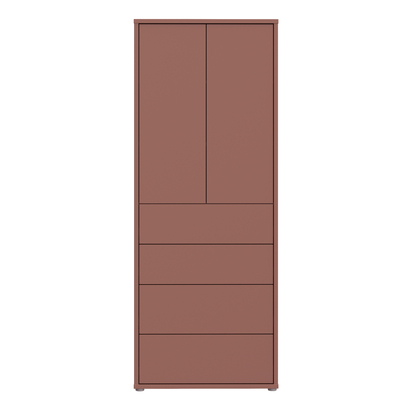 Pembroke Tall Storage Cabinet with Push-to-Open Doors & 4 Drawers in Terracotta