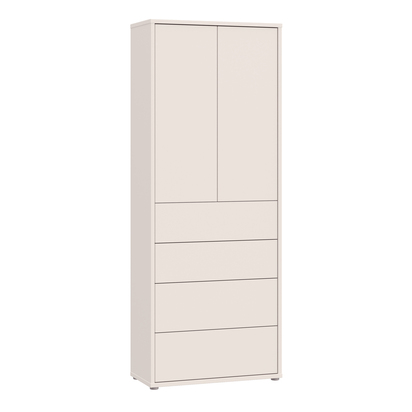 Pembroke Tall Storage Cabinet with Push-to-Open Doors & 4 Drawers in Sand