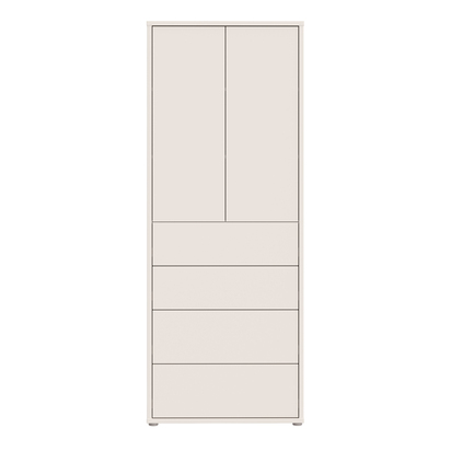 Pembroke Tall Storage Cabinet with Push-to-Open Doors & 4 Drawers in Sand
